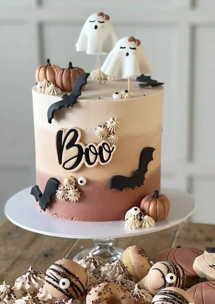 A Boo-tiful Cake designed for Halloween with spooky decorations