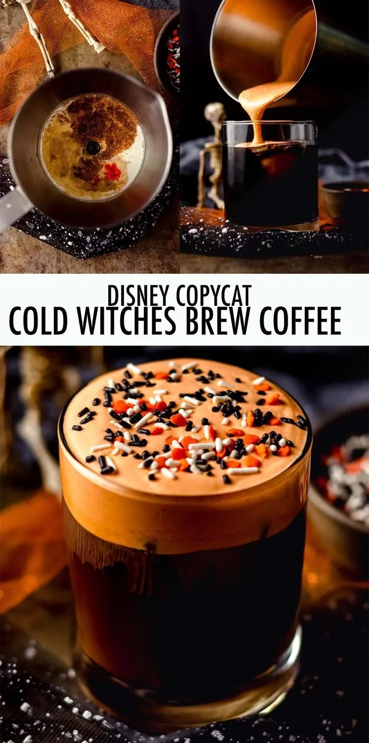 A refreshing Cold Witches Brew Coffee inspired by Disney World.
