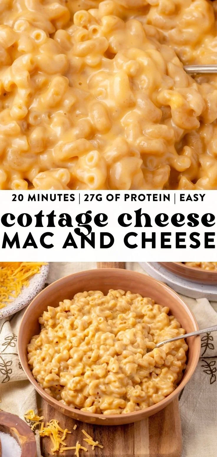 Delicious Cottage Cheese Mac and Cheese served in a bowl