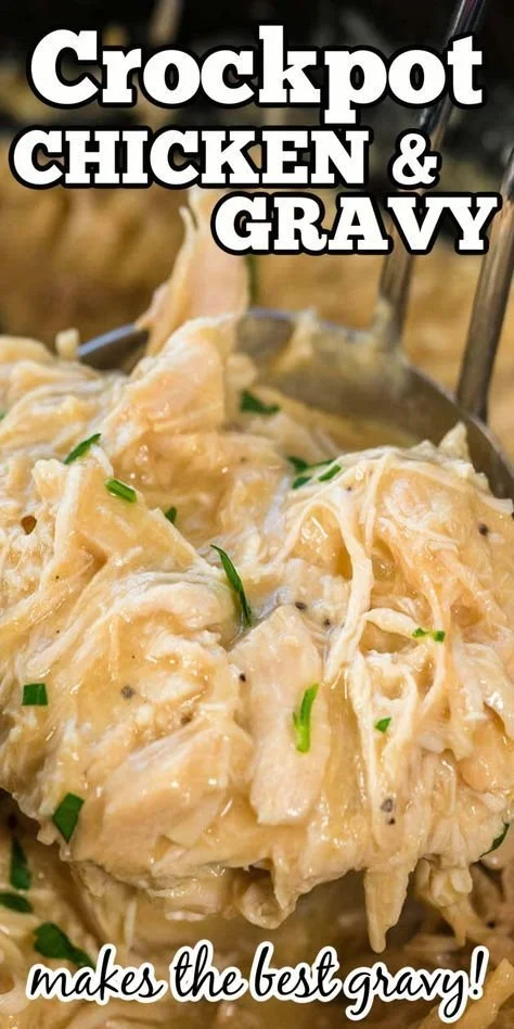 Crockpot Chicken and Gravy served with mashed potatoes