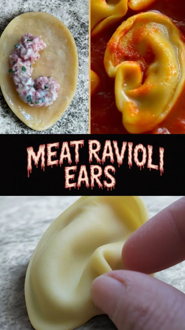 Creepy Halloween ear ravioli dish perfect for festive gatherings