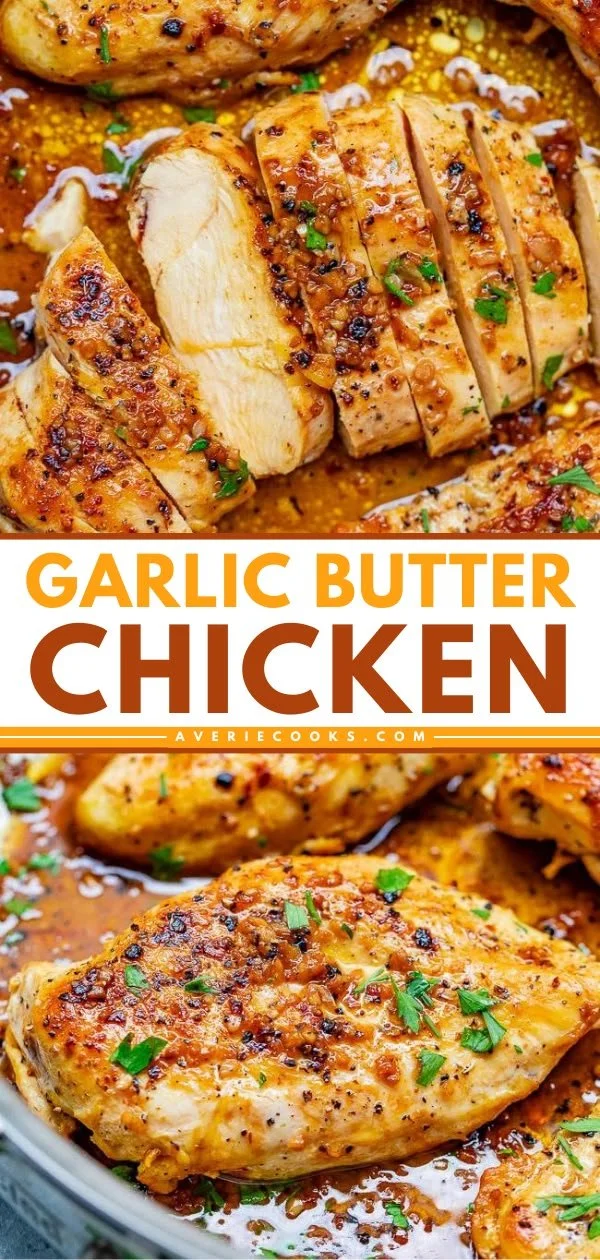 Garlic Butter Chicken served with fresh herbs and a side of vegetables