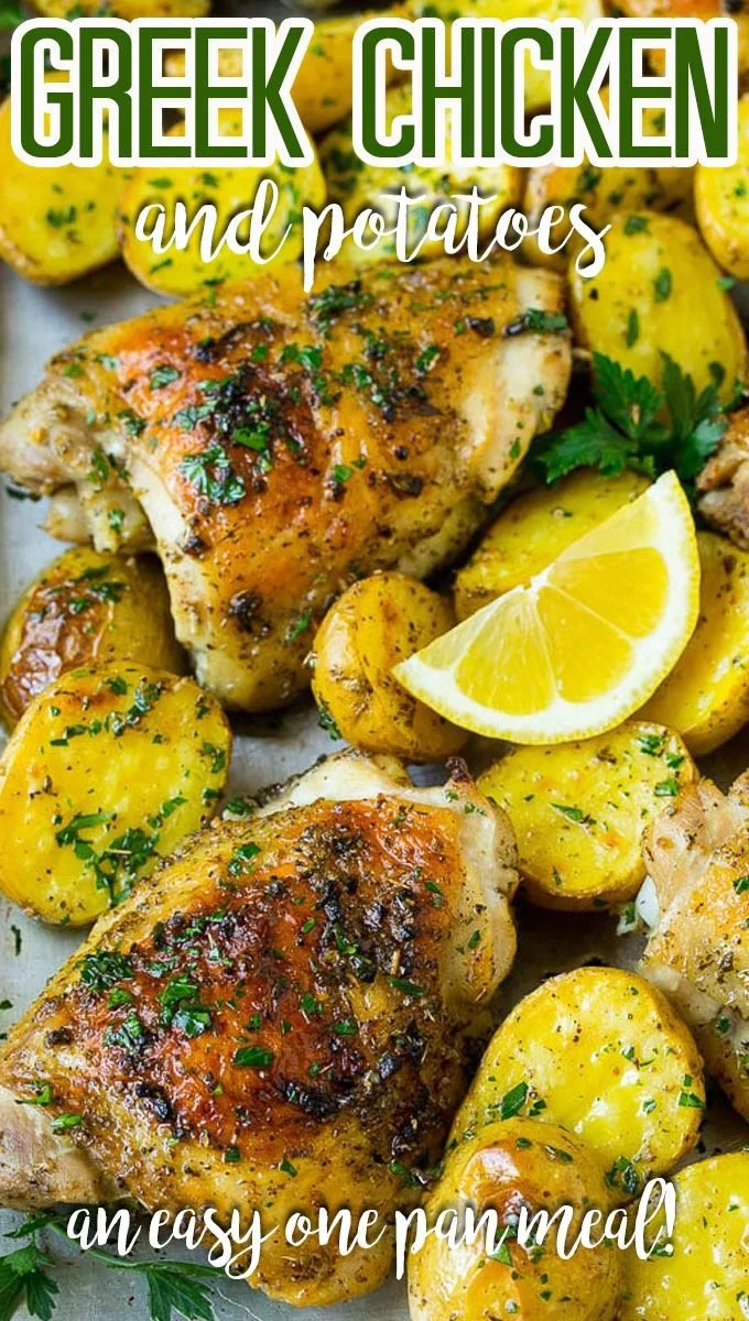 Delicious Greek chicken and potatoes dish served on a plate