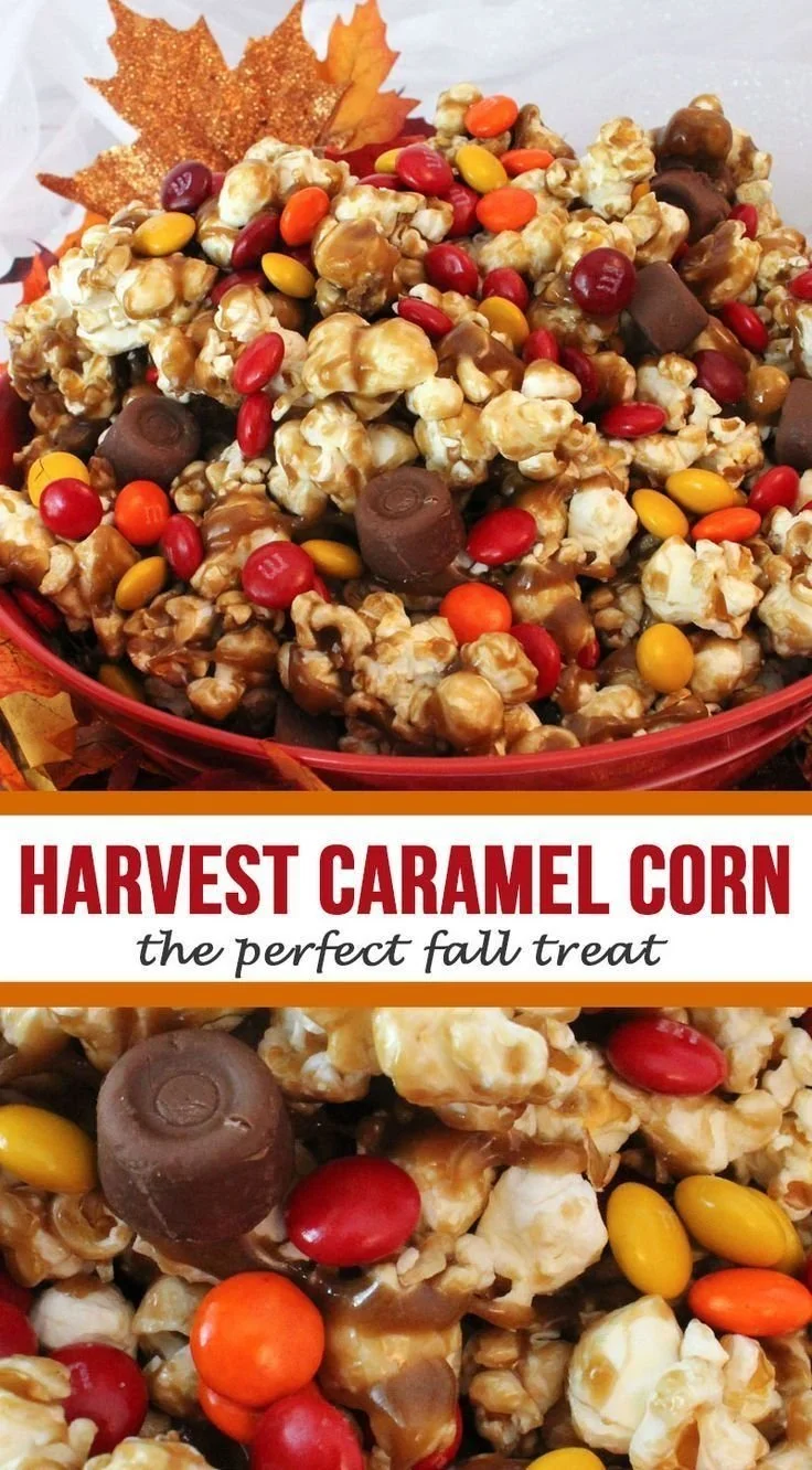 Delicious bowl of Harvest Caramel Corn with a crispy texture and golden color.