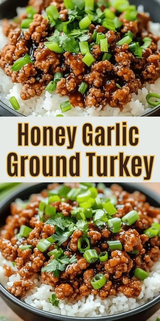 Honey garlic ground turkey dish served in a bowl with vegetables