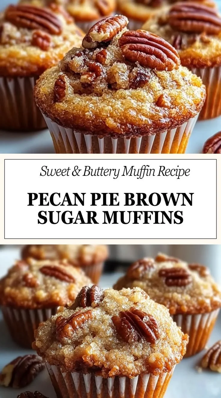 Delicious pecan pie brown sugar muffins on a wooden table