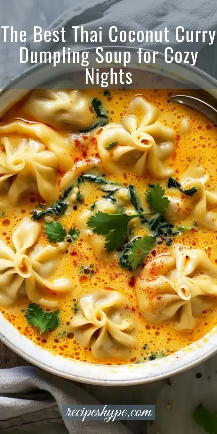 Delicious Thai Coconut Curry Dumpling Soup served in a bowl